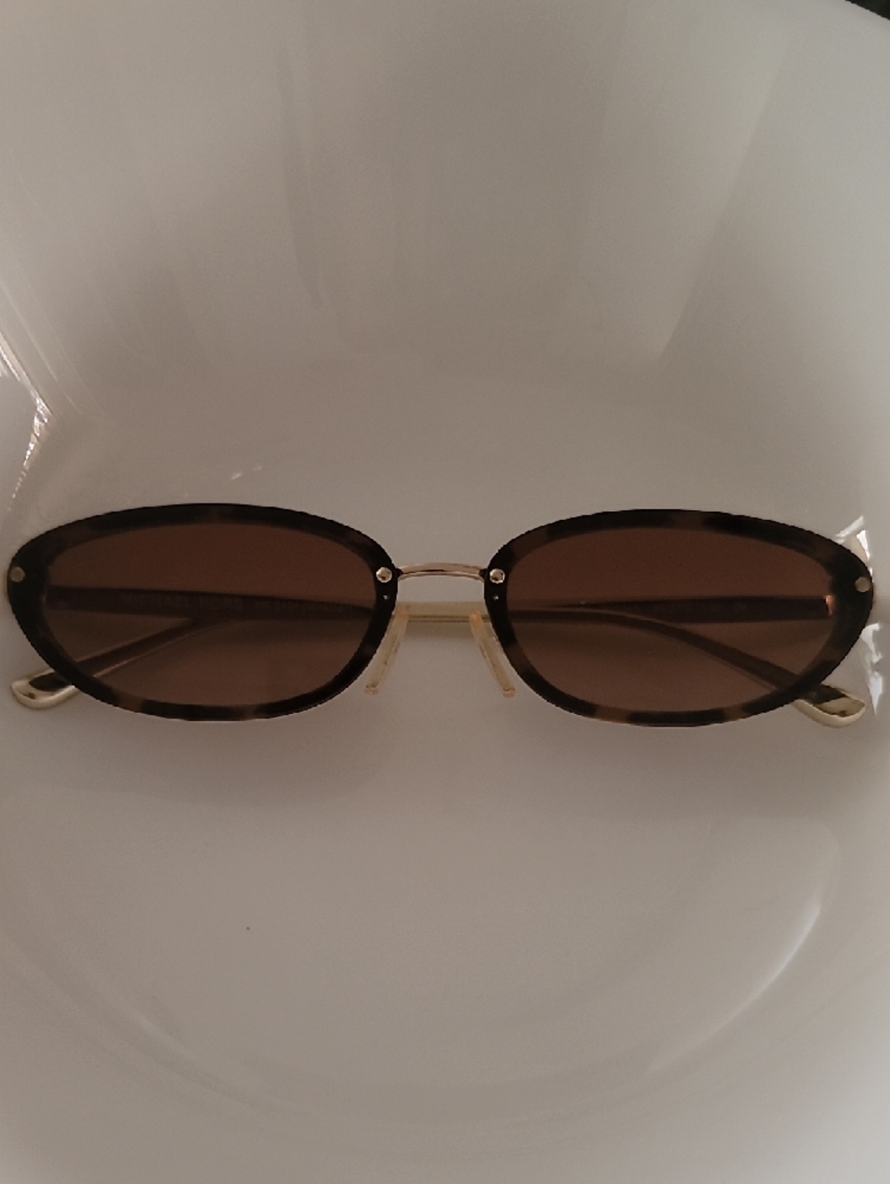 Michael Kors MIRAMAR Brown Tortoiseshell Oval Sunglasses with Gold Accents - Picture 2 of 3